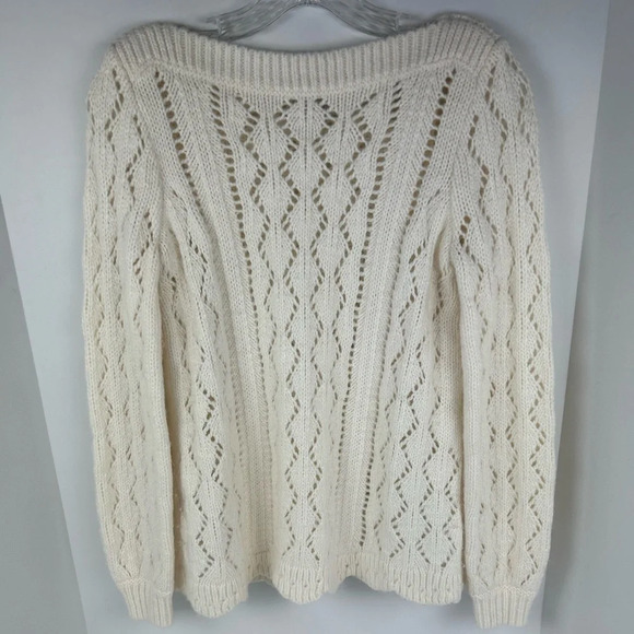 LOFT Sweaters - Ann Taylor Loft Women's XS Ivory‎ Crochet Sweater Scalloped Hem Pullover